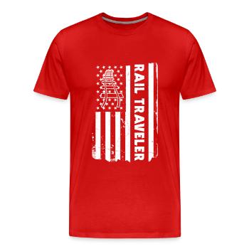 USA Rail Travelling Outfit Trains America - Men's Premium Organic T-Shirt - red - Front - Damien (186cm)