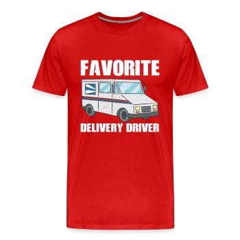 Costume préféré du chauffeur-livreur - T-shirt bio Premium Homme - rouge - Devant - Damien (186cm)