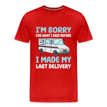 Chauffeur-livreur - T-shirt bio Premium Homme - rouge - Devant - Damien (186cm)
