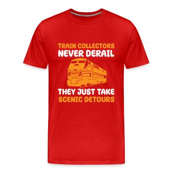 Lustiges Eisenbahn Sammler Kostüm - Männer Premium Bio T-Shirt - Rot - Vorne - Damien (186cm)