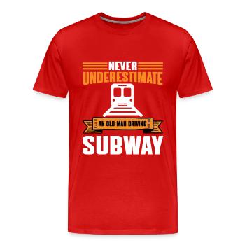 Funny male subway driver - Men's Premium Organic T-Shirt - red - Front - Damien (186cm)