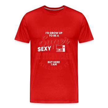 Soutien informatique - T-shirt bio Premium Homme - rouge - Devant - Damien (186cm)