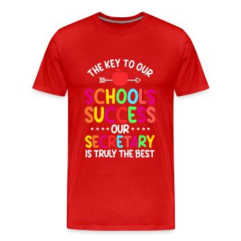 School secretary - Men's Premium Organic T-Shirt - red - Front - Damien (186cm)