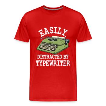 Facilement distrait par les machines à écrire - T-shirt bio Premium Homme - rouge - Devant - Damien (186cm)
