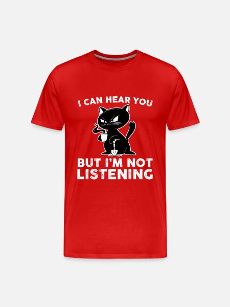 Funny Coffee Drinking Cat Clothing - Men's Premium Organic T-Shirt - red