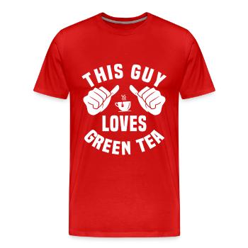 Ce gars aime le thé vert - T-shirt bio Premium Homme - rouge - Devant - Damien (186cm)