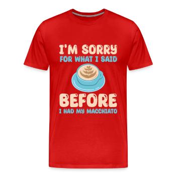 Café italien Macchiato Design - T-shirt bio Premium Homme - rouge - Devant - Damien (186cm)