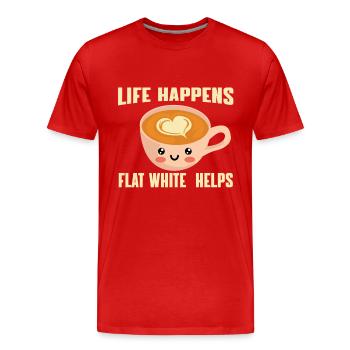 Flat White - Men's Premium Organic T-Shirt - red - Front - Damien (186cm)
