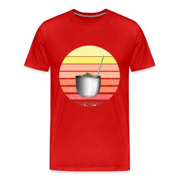 Thé Retro Bombilla et Gourd Yerba Mate - T-shirt bio Premium Homme - rouge - Devant - Damien (186cm)