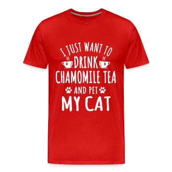 Chamomile tea and cat lovers - Men's Premium Organic T-Shirt - red - Front - Damien (186cm)