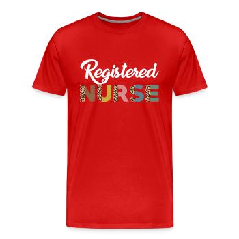 T-shirt de l’infirmière autorisée - T-shirt bio Premium Homme - rouge - Devant - Damien (186cm)