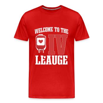 Lustige Infusionsschwester Outfit Krankenschwester - Männer Premium Bio T-Shirt - Rot - Vorne - Damien (186cm)