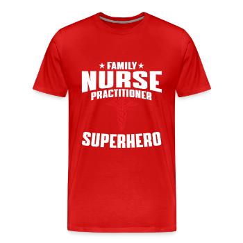 Infirmière familiale super-héroïne - T-shirt bio Premium Homme - rouge - Devant - Damien (186cm)