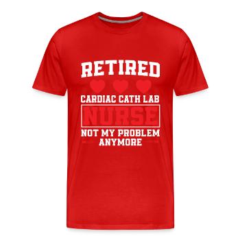 Infirmière à la retraite du laboratoire de cathétérisme cardiaque - T-shirt bio Premium Homme - rouge - Devant - Damien (186cm)