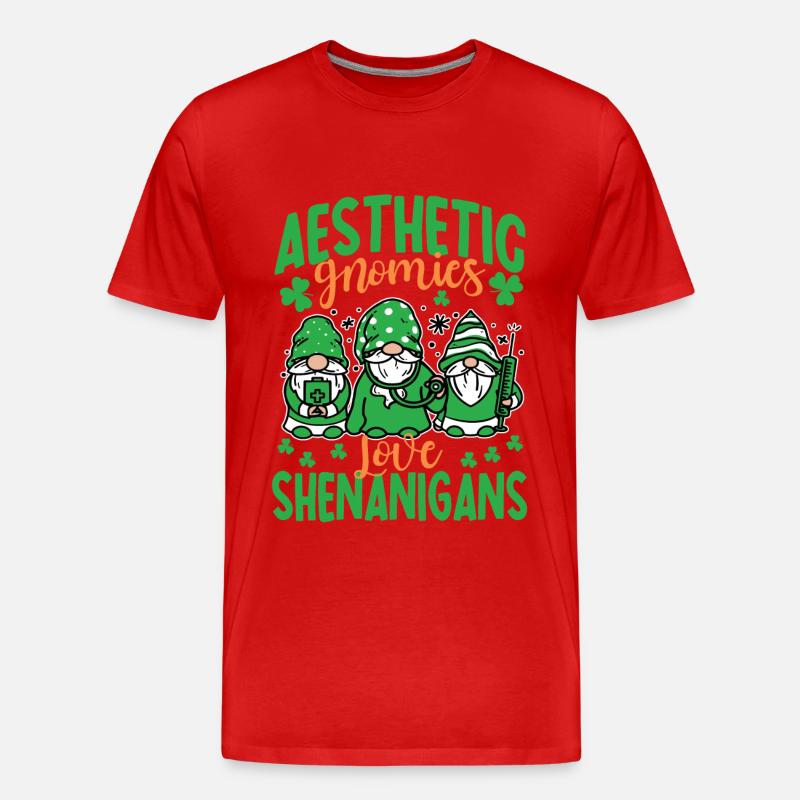Ästhetische Zwerge St. Patrick's Day - Männer Premium Bio T-Shirt - Rot