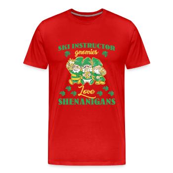 Un moniteur de ski nains de la Saint-Patrick - T-shirt bio Premium Homme - rouge - Devant - Damien (186cm)