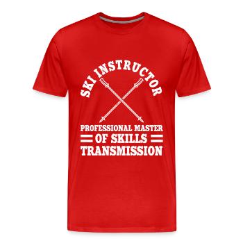 Drôle de moniteur de ski dit skieur de cours de ski - T-shirt bio Premium Homme - rouge - Devant - Damien (186cm)