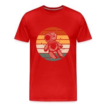Retro Voodoo Puppen Design - Männer Premium Bio T-Shirt - Rot - Vorne - Damien (186cm)