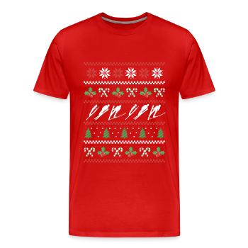 Conception de sauteur à ski de Noël moche - T-shirt bio Premium Homme - rouge - Devant - Damien (186cm)