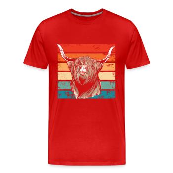 Retro Scottish Highland Cow Outfit - T-shirt bio Premium Homme - rouge - Devant - Damien (186cm)
