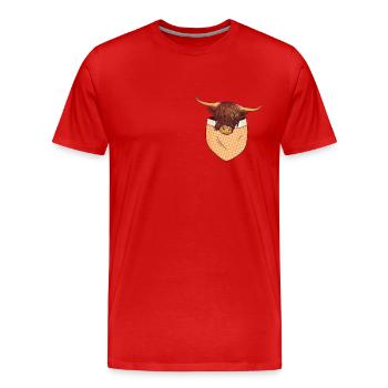Conception de sacs à vache écossais Highland - T-shirt bio Premium Homme - rouge - Devant - Damien (186cm)