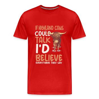 Scottish Highland Cow Lover - Men's Premium Organic T-Shirt - red - Front - Damien (186cm)
