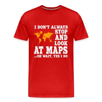 Amoureux de la géographie - T-shirt bio Premium Homme - rouge - Devant - Damien (186cm)