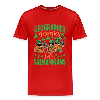 Costume de la Saint-Patrick de géographe drôle - T-shirt bio Premium Homme - rouge - Devant - Damien (186cm)