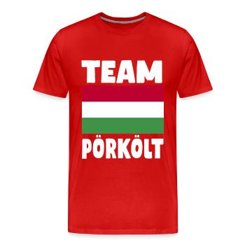 hungarianTeam Pörkölt - Men's Premium Organic T-Shirt - red - Front - Damien (186cm)