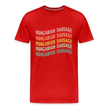 Ungarischer Wurst Schrift - Männer Premium Bio T-Shirt - Rot - Vorne - Damien (186cm)
