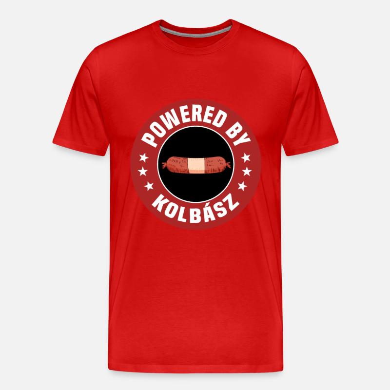 Powered By Kolbász - Männer Premium Bio T-Shirt - Rot