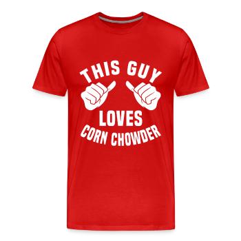 Ce gars adore la soupe de maïs - T-shirt bio Premium Homme - rouge - Devant - Damien (186cm)