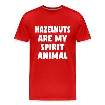 Hazelnuts are my spirit animal - Men's Premium Organic T-Shirt - red - Front - Damien (186cm)