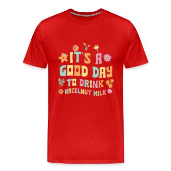 Lait de noisette - T-shirt bio Premium Homme - rouge - Devant - Damien (186cm)