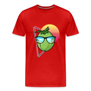 Retro Kokosnuss Design - Männer Premium Bio T-Shirt - Rot - Vorne - Damien (186cm)