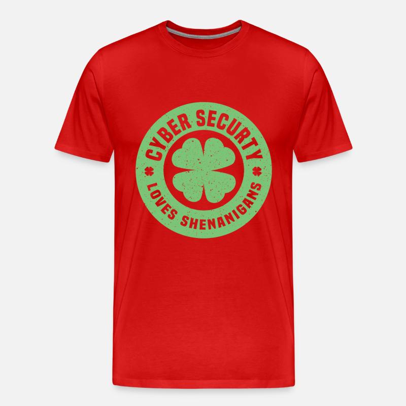 Cyber Security St. Patrick's Day - Männer Premium Bio T-Shirt - Rot