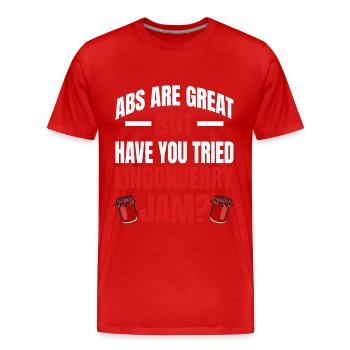 Humour pour la confiture de canneberges suédoise - T-shirt bio Premium Homme - rouge - Devant - Damien (186cm)