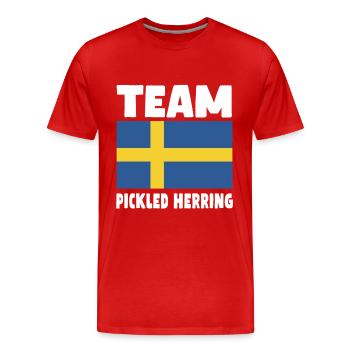 Hareng mariné drapeau suédois - T-shirt bio Premium Homme - rouge - Devant - Damien (186cm)