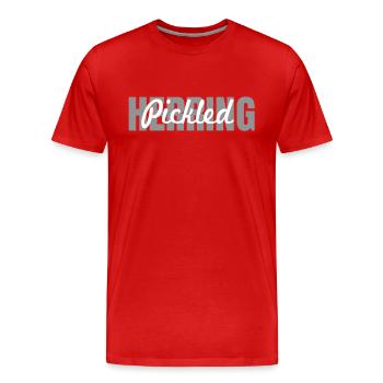 Lettrage de hareng mariné hollandais - T-shirt bio Premium Homme - rouge - Devant - Damien (186cm)