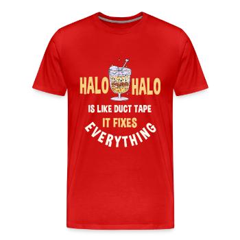 Funny Halo Halo Saying - Men's Premium Organic T-Shirt - red - Front - Damien (186cm)