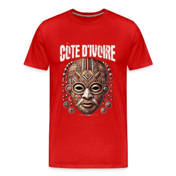 Ivory Coast West Africa Elephant Ivorian Flag - Men's Premium Organic T-Shirt - red - Front - Damien (186cm)