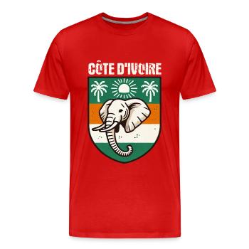 Karte Mit Der Flagge Der Elfenbeinküste, - Männer Premium Bio T-Shirt - Rot - Vorne - Damien (186cm)