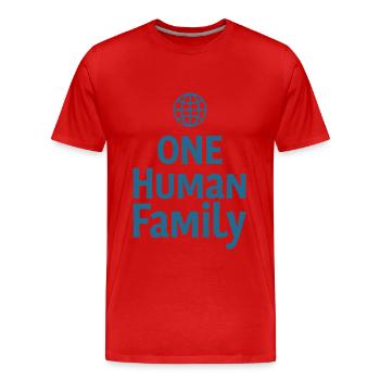 UNE FAMILLE HUMAINE Cohésion du globe - T-shirt bio Premium Homme - rouge - Devant - Damien (186cm)