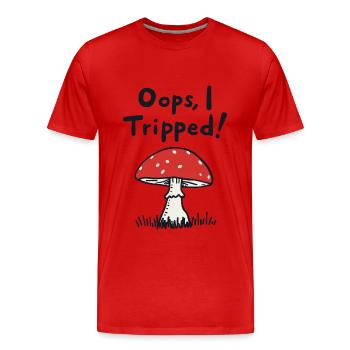 Oups, j’ai trébuché ! Drôle de dicton de champignon - T-shirt bio Premium Homme - rouge - Devant - Damien (186cm)