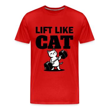 Lift Like Cat - Fitness Cat - T-shirt bio Premium Homme - rouge - Devant - Damien (186cm)