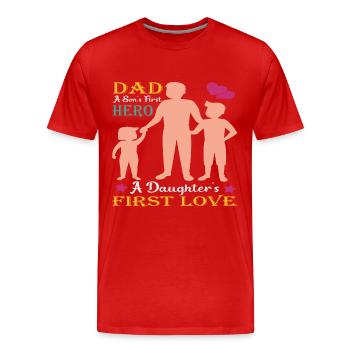 Vater und Sohn - Vater und Tochter schenken Vater - Männer Premium Bio T-Shirt - Rot - Vorne - Damien (186cm)