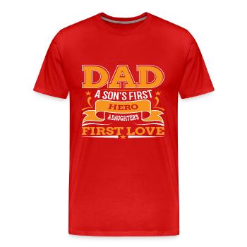 Vater und Sohn - Vater und Tochter schenken Vater - Männer Premium Bio T-Shirt - Rot - Vorne - Damien (186cm)