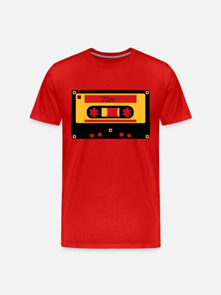 Kassette 70er - Männer Premium Bio T-Shirt - Rot