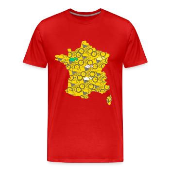 vélo vélos velo velos france cycliste sport tour - T-shirt bio Premium Homme - rouge - Devant - Damien (186cm)