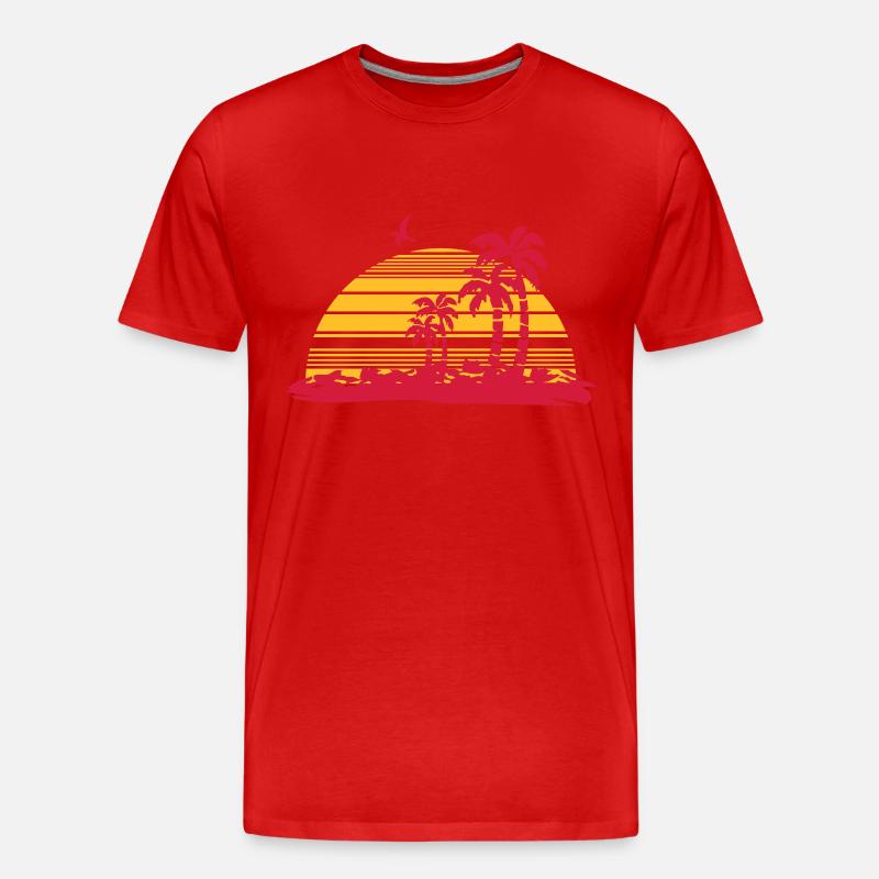 sunset island - Männer Premium Bio T-Shirt - Rot